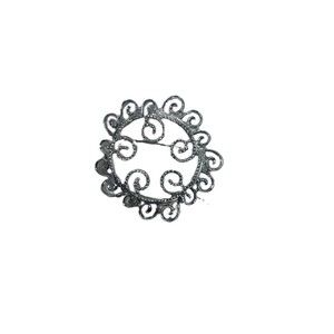 Statement Silver Tone Sarah Coventry Swirl Filigree 2” Wide Fancy Pin Brooch